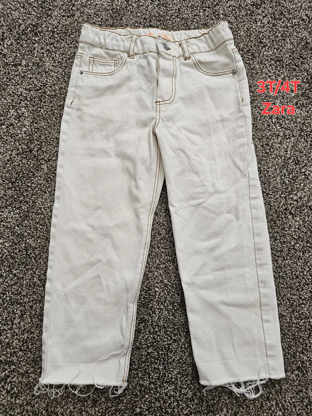 Zara Kids Cream Straight-Leg Jeans